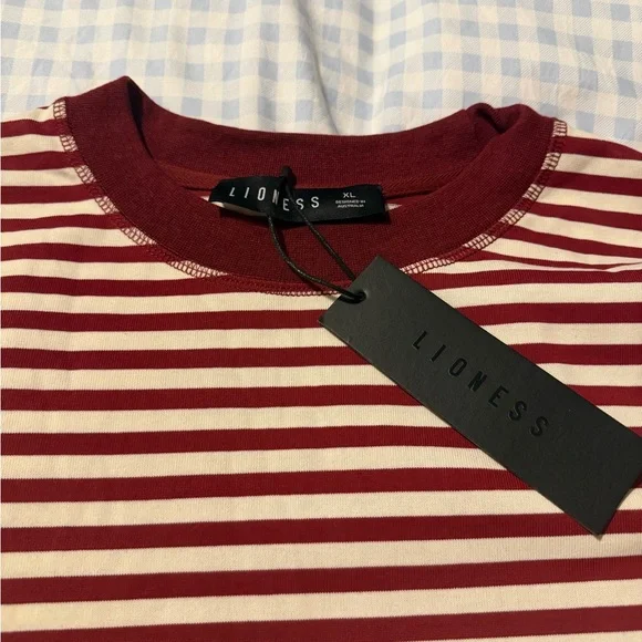 Lioness Red and Cream Striped Long Sleeve Tee - Picture 2 of 2